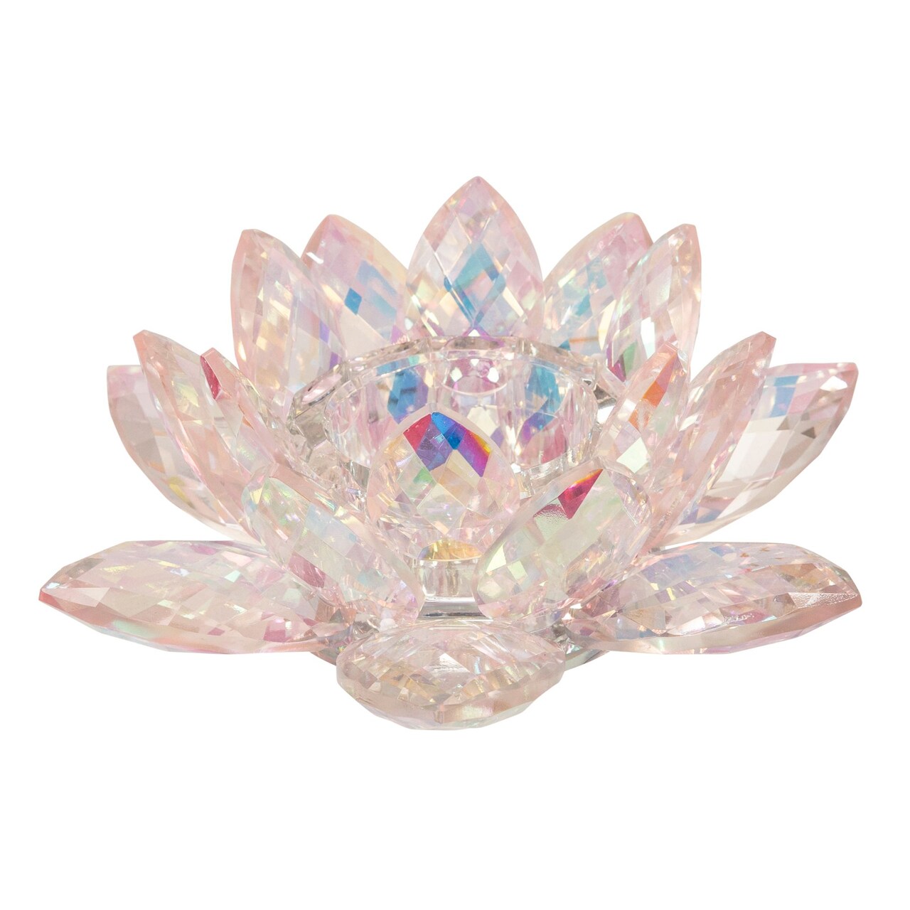 Kingston Living 8.25" Blush Pink Crystal Lotus Votive Candle Holder